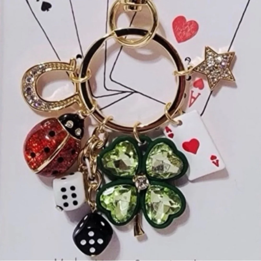 TRUE TO FORM Lucky Lady Dice Ladybug 4 Leaf Clover Ace Horseshoe Bag Charm NWT